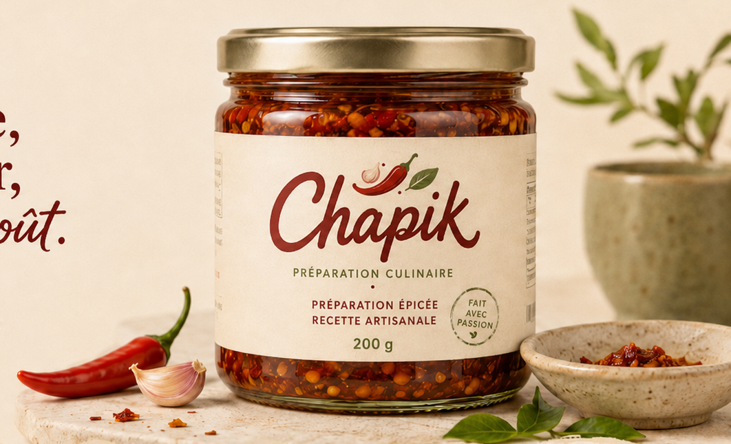 Pot Chapik avec piments, ail, basilic et bol de préparation