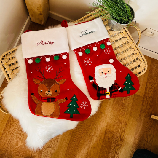 🎅 Chaussettes de père noël ou biche personnalisable.